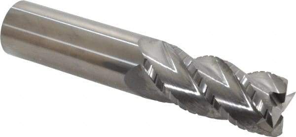 Accupro - 1" Diam, 2-1/4" LOC, 4 Flute Solid Carbide Roughing & Finishing Square End Mill - Uncoated, 5" OAL, 1" Shank Diam, Straight Shank, 40° Helix, Centercutting, Long Length - USA Tool & Supply