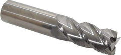 Accupro - 1" Diam, 2-1/4" LOC, 4 Flute Solid Carbide Roughing & Finishing Square End Mill - Uncoated, 5" OAL, 1" Shank Diam, Straight Shank, 40° Helix, Centercutting, Long Length - USA Tool & Supply