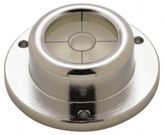 Geier & Bluhm, Inc. - 1-3/4 Inch Base Diameter x 0.63 Inch Overall Height, 1 Circle, Brass Bull's Eye Circular Level - 0.315 Inch Vial Diameter, 13/16 Inch Inner Diameter, 0.12 Inch Mounting Hole Diameter, 0.1 Inch Sensitivity, -40 to 160°F, Cross Lines - USA Tool & Supply