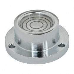 Geier & Bluhm, Inc. - 1 Inch Base Diameter x 0.44 Inch Overall Height, 3 Circles, Brass Bull's Eye Circular Level - 0.218 Inch Vial Diameter, 1/2 Inch Inner Diameter, 0.093 Inch Mounting Hole Diameter, 30 min Sensitivity, -40 to 160°F - USA Tool & Supply