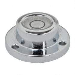 Geier & Bluhm, Inc. - 3/4 Inch Base Diameter x 0.31 Inch Overall Height, 1 Circle, Brass Bull's Eye Circular Level - 0.18 Inch Vial Diameter, 5/16 Inch Inner Diameter, 0.076 Inch Mounting Hole Diameter, 0.1 Inch Sensitivity, -40 to 165°F - USA Tool & Supply