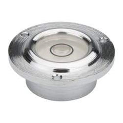 Geier & Bluhm, Inc. - 11/16 Inch Base Diameter x 0.41 Inch Overall Height, 1 Circle, Brass Bull's Eye Circular Level - 0.22 Inch Vial Diameter, 1/2 Inch Inner Diameter, 0.07 Inch Mounting Hole Diameter, 0.1 Inch Sensitivity, -40 to 165°F - USA Tool & Supply