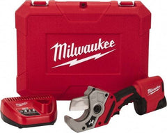 Milwaukee Tool - 2" Pipe Capacity, M12 PVC Shear - Cuts Flexible Rubber, PVC, Plastic - USA Tool & Supply