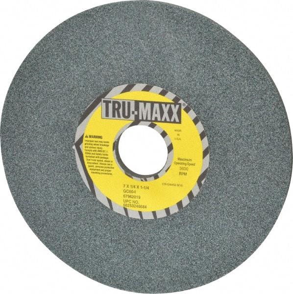 Tru-Maxx - 7" Diam x 1-1/4" Hole x 1/4" Thick, I Hardness, 60 Grit Surface Grinding Wheel - Silicon Carbide, Type 1, Medium Grade, 3,600 Max RPM, Vitrified Bond, No Recess - USA Tool & Supply