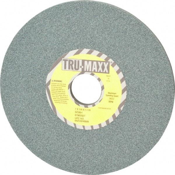 Tru-Maxx - 7" Diam x 1-1/4" Hole x 1/4" Thick, I Hardness, 80 Grit Surface Grinding Wheel - Silicon Carbide, Type 1, Medium Grade, 3,600 Max RPM, Vitrified Bond, No Recess - USA Tool & Supply