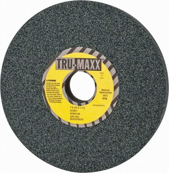 Tru-Maxx - 7" Diam x 1-1/4" Hole x 3/4" Thick, I Hardness, 60 Grit Surface Grinding Wheel - Silicon Carbide, Type 5, Medium Grade, 3,600 Max RPM, Vitrified Bond, One-Side Recess - USA Tool & Supply