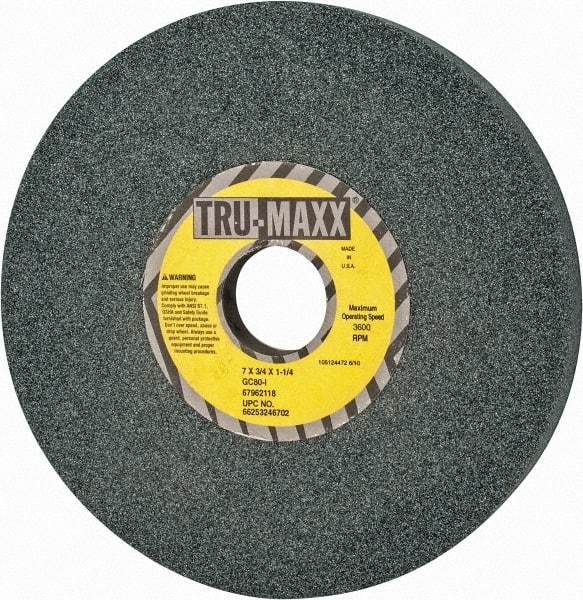 Tru-Maxx - 7" Diam x 1-1/4" Hole x 3/4" Thick, I Hardness, 80 Grit Surface Grinding Wheel - Silicon Carbide, Type 5, Medium Grade, 3,600 Max RPM, Vitrified Bond, One-Side Recess - USA Tool & Supply