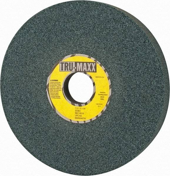 Tru-Maxx - 7" Diam x 1-1/4" Hole x 1" Thick, I Hardness, 80 Grit Surface Grinding Wheel - Silicon Carbide, Type 5, Medium Grade, 3,600 Max RPM, Vitrified Bond, One-Side Recess - USA Tool & Supply