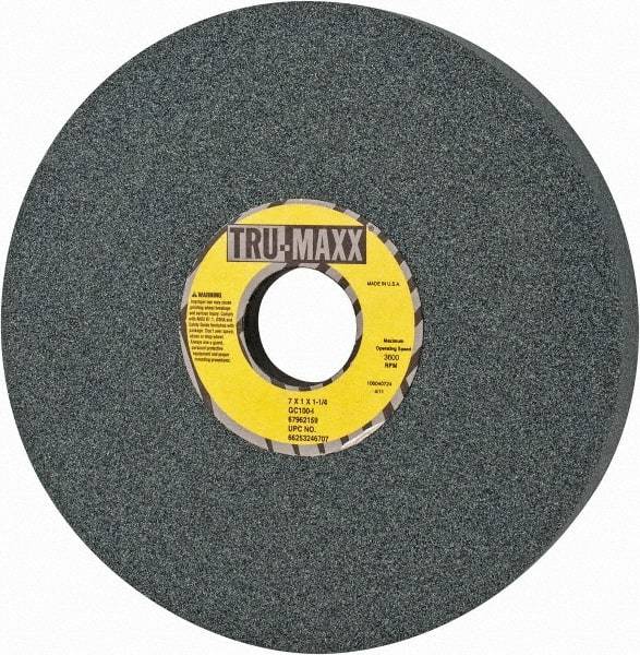 Tru-Maxx - 7" Diam x 1-1/4" Hole x 1" Thick, I Hardness, 100 Grit Surface Grinding Wheel - Silicon Carbide, Type 5, Fine Grade, 3,600 Max RPM, Vitrified Bond, One-Side Recess - USA Tool & Supply