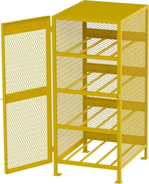 Jamco - 4 Shelf Gas Cylinder Storage Cabinet - Steel, 33" Wide x 38" Deep x 70" High, Safety Yellow - USA Tool & Supply