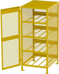 Jamco - 4 Shelf Gas Cylinder Storage Cabinet - Steel, 33" Wide x 38" Deep x 70" High, Safety Yellow - USA Tool & Supply