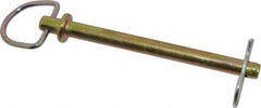 Made in USA - 3/8" Pin Diam, 4-3/8" Long, Zinc Plated Steel Pull Ring Hitch Pin - 4" Usable Length - USA Tool & Supply