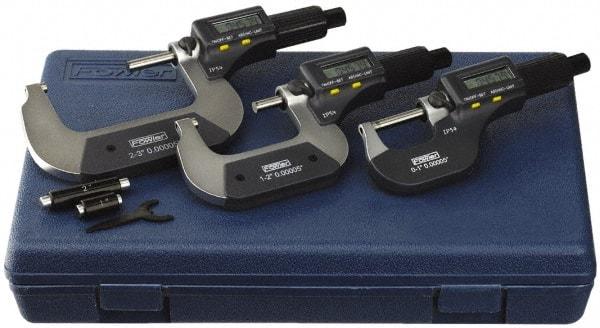 Fowler - 0 to 3" Range, 0.001mm Resolution, IP54, Electronic Outside Micrometer Sets - 0.0001" Accuracy, Friction Thimble, - USA Tool & Supply
