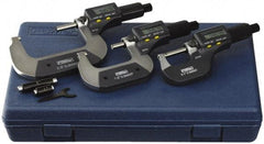 Fowler - 0 to 3" Range, 0.001mm Resolution, IP54, Electronic Outside Micrometer Sets - 0.0001" Accuracy, Friction Thimble, - USA Tool & Supply