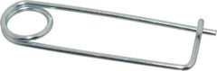 Made in USA - 2-13/16" Usable Length Spring Steel Standard Safety Pin - 4-3/8" OAL, 0.12" Wire Diam, 13/16" Inside Clearance, Zinc-Plated - USA Tool & Supply