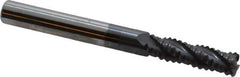 ProMax - 1/4" Diam, Coarse Pitch, 3/4" LOC, 4 Flute Solid Carbide 0.04-0.05" Corner Radius Roughing End Mill - AlTiN Finish, 2-1/2" OAL, 1/4" Shank Diam, Single End, Centercutting, 30° Helix - USA Tool & Supply