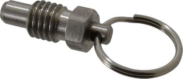 Gibraltar - 1/2-13, 0.41" Thread Length, 0.31" Plunger Diam, 0.38" Plunger Projection, 1 Lb Init to 4 Lb Final End Force, Stainless Steel Pull Ring Plunger - 0.56" Len Under Head, 0.81" Body Len, 1" Ring Diam, 1.06" Plunger Len, 1/2" Hex, 1/4" Head Height - USA Tool & Supply