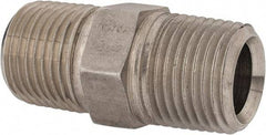 Parker - 1/2 Male Thread, Stainless Steel Industrial Pipe Hex Nipple - MNPTF, 300 psi - USA Tool & Supply
