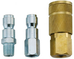 Value Collection - 3 Piece 1/4" Body 1/4 NPT 145 psi Tru-Flate Automotive Pneumatic Coupling Plug Set - USA Tool & Supply