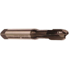 Emuge - #10-24 UNC, 3 Flute, Nitride Finish, Cobalt Spiral Point Tap - Modified Bottoming Chamfer, Right Hand Thread, 2.756" OAL, 0.591" Thread Length, 0.194" Shank Diam, 3BX Class of Fit, Series Rekord B - Exact Industrial Supply