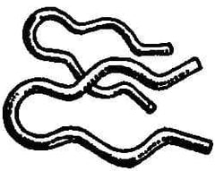 Made in USA - 17/32" Groove, 1-1/2" Long, Stainless Steel Hair Pin Clip - 0.087" Clip Diam, 5/8" Shaft Diam, Grade 18-8 - USA Tool & Supply