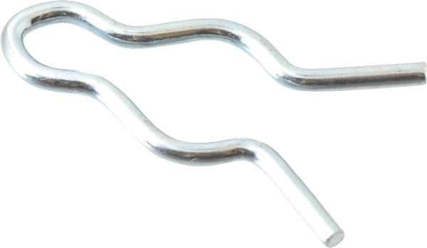 Made in USA - 1/4" Groove, 3/4" Long, Zinc-Plated Spring Steel Hair Pin Clip - 0.048" Clip Diam, 5/16" Shaft Diam, Grade 2 - USA Tool & Supply