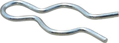 Made in USA - 3/8" Groove, 1-1/8" Long, Zinc-Plated Spring Steel Hair Pin Clip - 0.055" Clip Diam, 7/16" Shaft Diam, Grade 2 - USA Tool & Supply