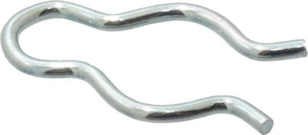 Made in USA - 7/16" Groove, 1-1/8" Long, Zinc-Plated Spring Steel Hair Pin Clip - 0.064" Clip Diam, 1/2" Shaft Diam, Grade 2 - USA Tool & Supply