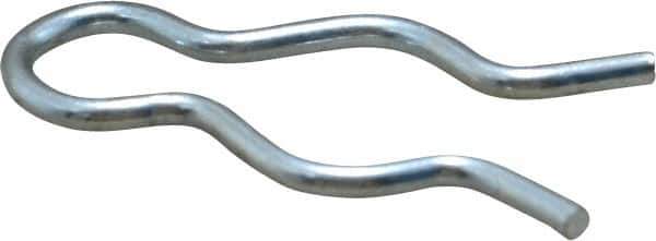 Made in USA - 17/32" Groove, 1-1/2" Long, Zinc-Plated Spring Steel Hair Pin Clip - 0.087" Clip Diam, 5/8" Shaft Diam, Grade 2 - USA Tool & Supply