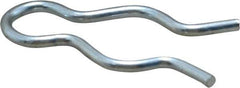 Made in USA - 17/32" Groove, 1-1/2" Long, Zinc-Plated Spring Steel Hair Pin Clip - 0.087" Clip Diam, 5/8" Shaft Diam, Grade 2 - USA Tool & Supply