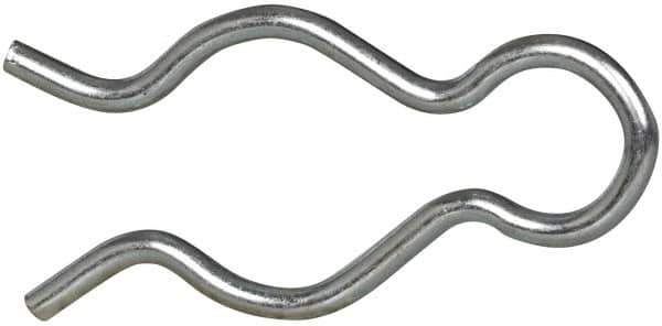 Made in USA - 21/32" Groove, 1-13/16" Long, Zinc-Plated Spring Steel Hair Pin Clip - 0.093" Clip Diam, 3/4" Shaft Diam, Grade 2 - USA Tool & Supply