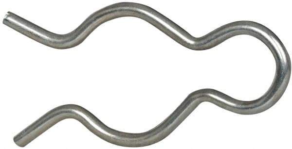 Made in USA - 25/32" Groove, 2-5/64" Long, Zinc-Plated Spring Steel Hair Pin Clip - 0.105" Clip Diam, 7/8" Shaft Diam, Grade 2 - USA Tool & Supply