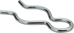 Made in USA - 7/8" Groove, 2-9/32" Long, Zinc-Plated Spring Steel Hair Pin Clip - 1/8" Clip Diam, 1" Shaft Diam, Grade 2 - USA Tool & Supply