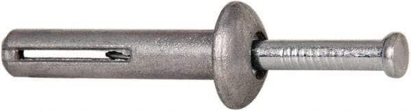 Powers Fasteners - 1/4" Diam, 1/4" Drill, 1-1/4" OAL, 1-7/8" Min Embedment Hammer Drive Concrete Anchor - Steel (Drive Pin)/Zamac Alloy (Body), Zinc-Plated Finish, Mushroom Head - USA Tool & Supply