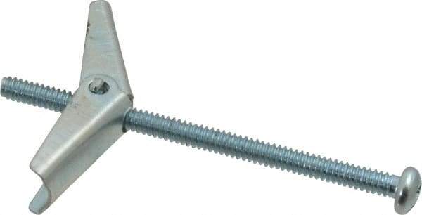 Powers Fasteners - 3/16" Screw, 3/16" Diam, 3" Long, Toggle Bolt Drywall & Hollow Wall Anchor - 1/2" Drill, Zinc Plated, Steel, Grade Zamac 7, Use in Drywall & Wallboard - USA Tool & Supply