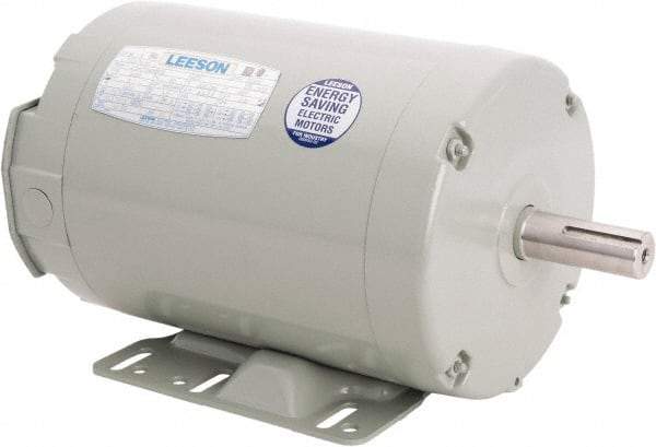 Leeson - 3 Max hp, 3,450 Max RPM, Electric AC DC Motor - 230/460 V Input, Three Phase, 145T Frame, 7/8" Shaft Diam, Rigid Base Mount, TEAO Enclosure - USA Tool & Supply