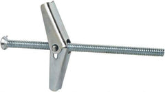 Powers Fasteners - 3/16" Screw, 3/16" Diam, 4" Long, Toggle Bolt Drywall & Hollow Wall Anchor - 1/2" Drill, Zinc Plated, Steel, Grade Zamac 7, Use in Drywall & Wallboard - USA Tool & Supply