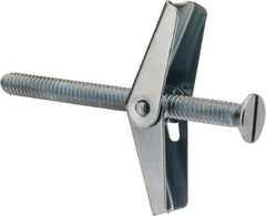 Powers Fasteners - 1/4" Screw, 1/4" Diam, 3" Long, Toggle Bolt Drywall & Hollow Wall Anchor - 5/8" Drill, Zinc Plated, Steel, Grade Zamac 7, Use in Drywall & Wallboard - USA Tool & Supply