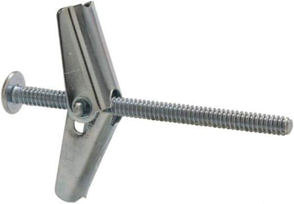 Powers Fasteners - 1/8" Screw, 1/8" Diam, 2" Long, Toggle Bolt Drywall & Hollow Wall Anchor - 3/8" Drill, Zinc Plated, Steel, Grade Zamac 7, Use in Drywall & Wallboard - USA Tool & Supply