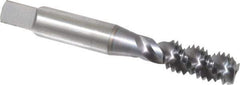 OSG - 3/8-16 UNC 3 Flute 3B Bottoming Spiral Flute Tap - High Speed Steel, TiCN Finish, 2-15/16" OAL, Right Hand Flute, Right Hand Thread, H3, Series 107 - Exact Industrial Supply