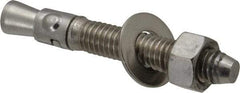 Powers Fasteners - 3/8" Diam, 3/8" Drill, 2-3/4" OAL, 1-1/4" Min Embedment Wedge Expansion Concrete Anchor - 304 Stainless Steel, Hex Nut Head, Hex Drive, 1-5/8" Thread Length - USA Tool & Supply