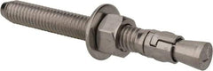 Powers Fasteners - 3/8" Diam, 3/8" Drill, 3-1/2" OAL, 1-1/4" Min Embedment Wedge Expansion Concrete Anchor - 304 Stainless Steel, Hex Nut Head, Hex Drive, 2-3/8" Thread Length - USA Tool & Supply