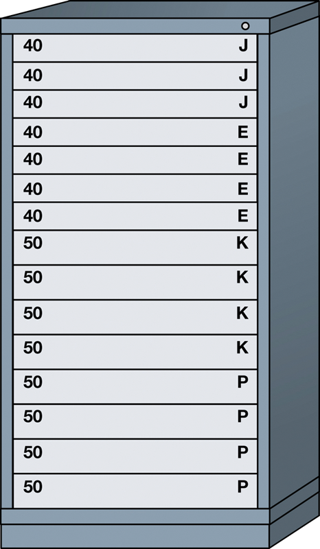Eye Level-Standard Cabinet - 15 Drawers - 30 x 28-1/4 x 59-1/4" - Single Drawer Access - USA Tool & Supply