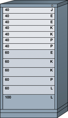 Eye Level-Standard Cabinet - 13 Drawers - 30 x 28-1/4 x 59-1/4" - Single Drawer Access - USA Tool & Supply