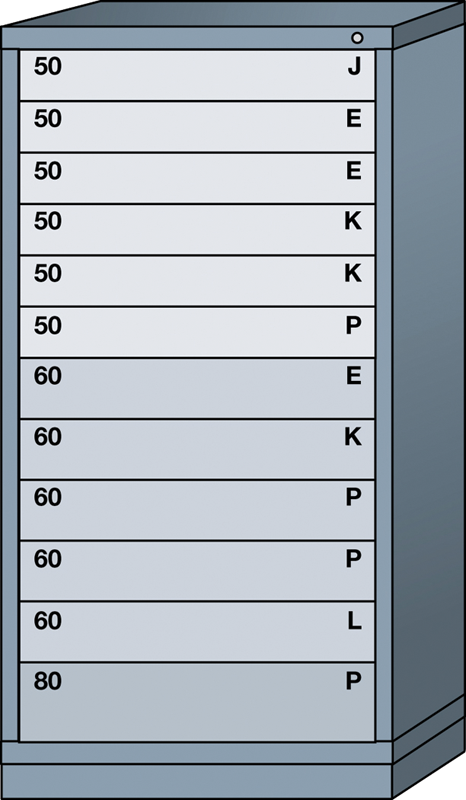 59.25 x 28.25 x 30'' (12 Drawers) - Pre-Engineered Modular Drawer Cabinet Eye-Level (244 Compartments) - USA Tool & Supply