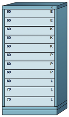 59.25 x 28.25 x 30'' (11 Drawers) - Pre-Engineered Modular Drawer Cabinet Eye-Level (192 Compartments) - USA Tool & Supply