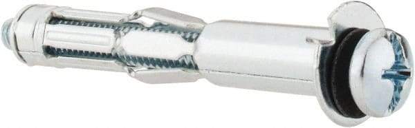 Powers Fasteners - 1/4" Screw, 7/16" Diam, 2-3/4" Long, 5/8 to 1-1/8" Thick, Sleeve Drywall & Hollow Wall Anchor - 7/16" Drill, Zinc Plated, Steel, Grade 5, Use in Concrete, & Masonry, Drywall, Plywood & Wallboard - USA Tool & Supply