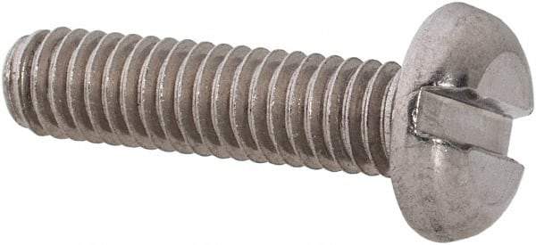 Value Collection - M4x0.70 Metric Coarse, 16mm Length Under Head Slotted Drive Machine Screw - Pan Head, Grade 18-8 Stainless Steel, Uncoated, Without Washer - USA Tool & Supply