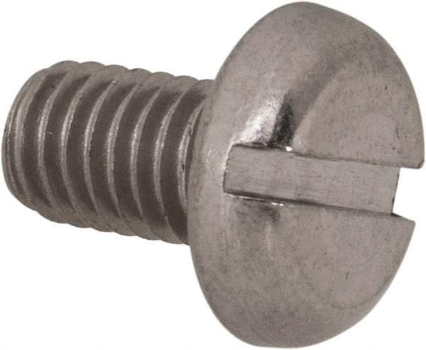 Value Collection - M5x0.80 Metric Coarse, 8mm Length Under Head Slotted Drive Machine Screw - Pan Head, Grade 18-8 Stainless Steel, Uncoated, Without Washer - USA Tool & Supply