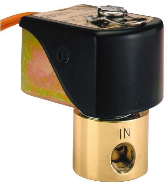 Parker - 3/8" Port, Two Way, Direct Acting, Brass Solenoid Valve - Normally Closed, 90 Max PSI, NBR Seal - USA Tool & Supply